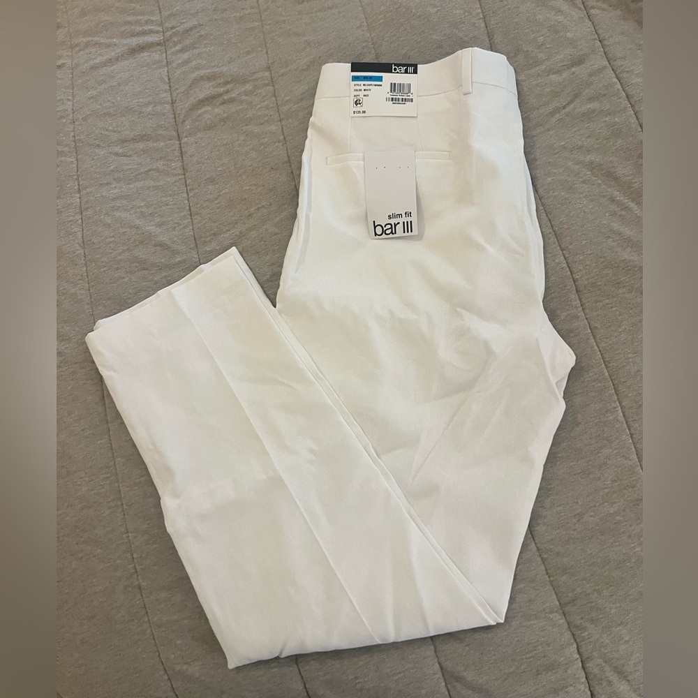 NWT Bar III Men's Slim Fit Ivory linen Pants